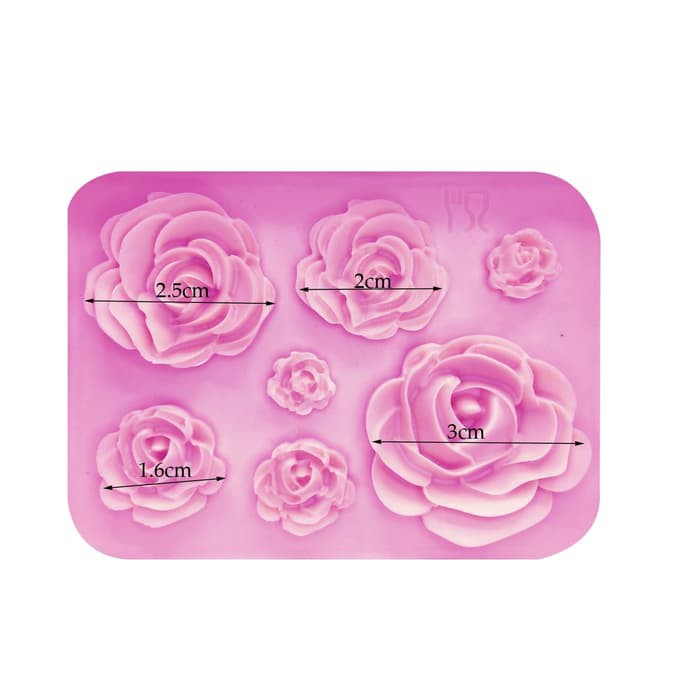 3D Silicon Mold Fondant Cake Decoration - 7 Size Rose Flower