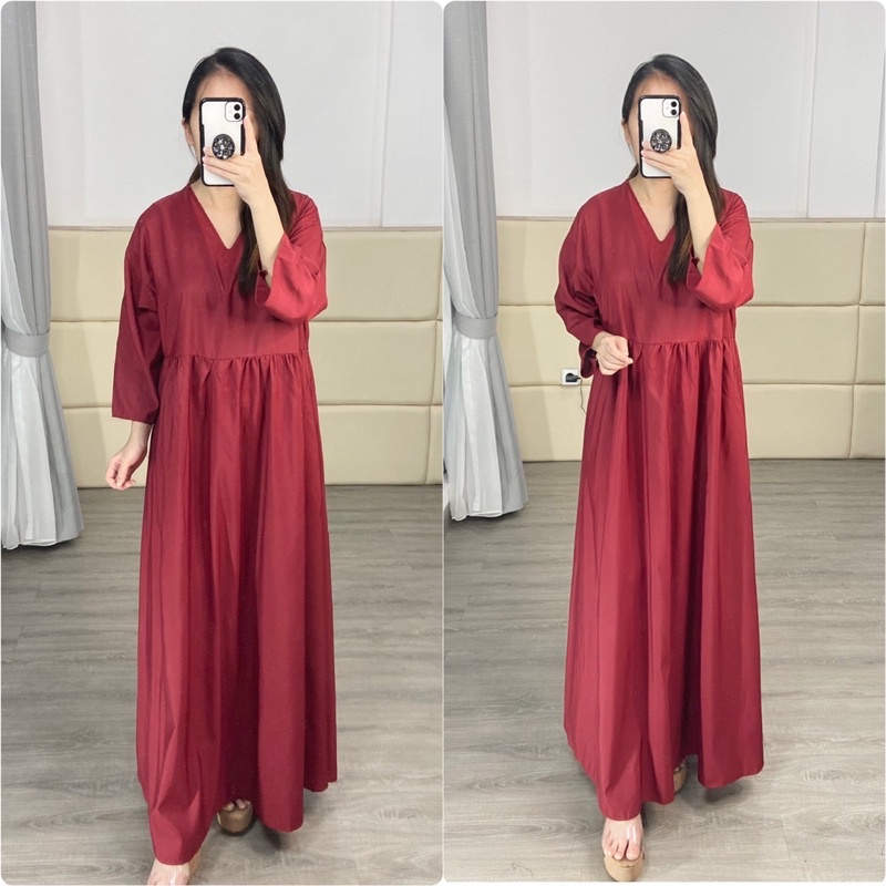 real pic maxi muslim LD 110 , maxi fashion v neck