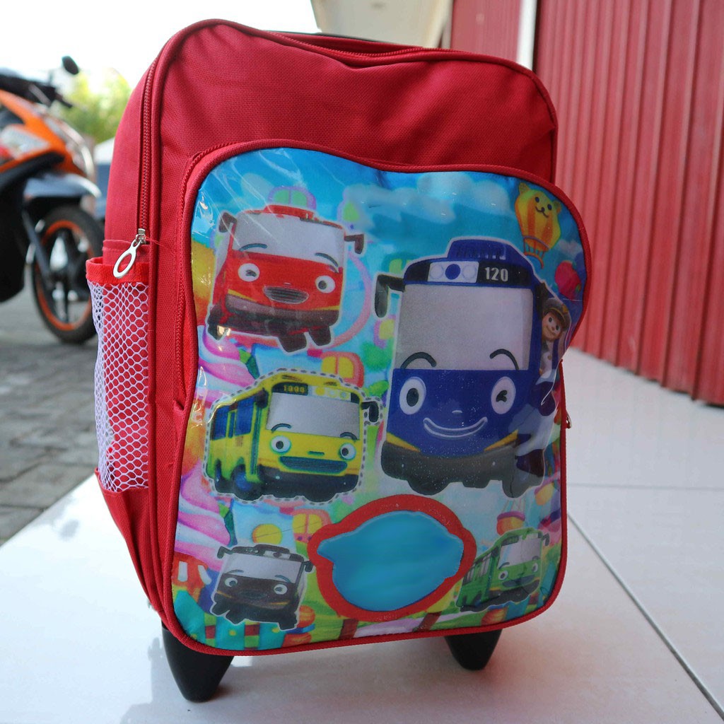 Tas Fashion Anak Cowo Ransel Gendong Dorong Termurah Gambar Little Bus Merah