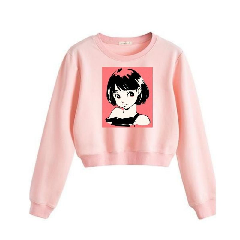 N2-SWEATER CROP BABY PINKY/CEWE/DISTRO