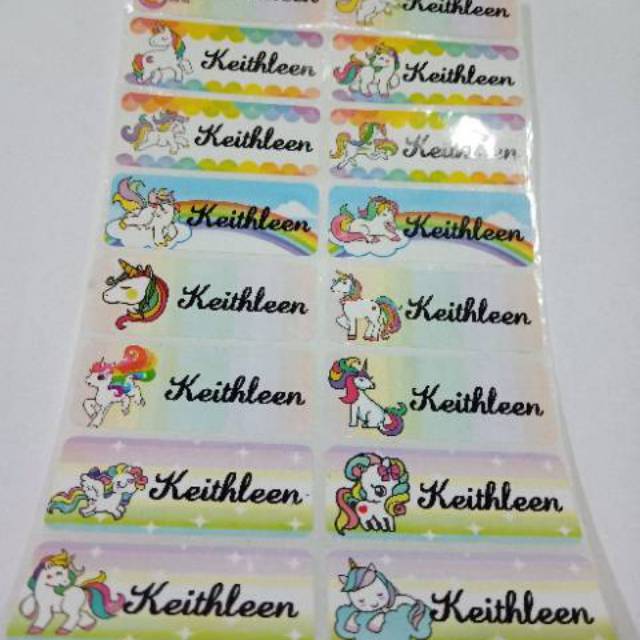 

Unicorn little pony kuda Label Stiker Nama Water proof Size M and L