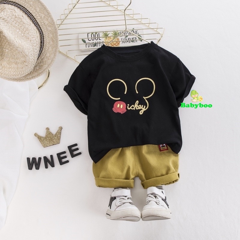 Setelan Baju Anak / Pakaian Lengan Pendek Anak Laki-Laki Motif Mickey Mouse/Baju Anak Fashion Korea