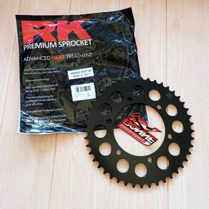 Gear Belakang RK Premium Sprocket 520-45 / 520-46 NINJA 250 R25 BLACK-4
