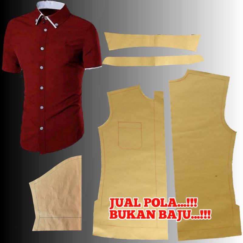 pola instan kemeja pria lengan pendek