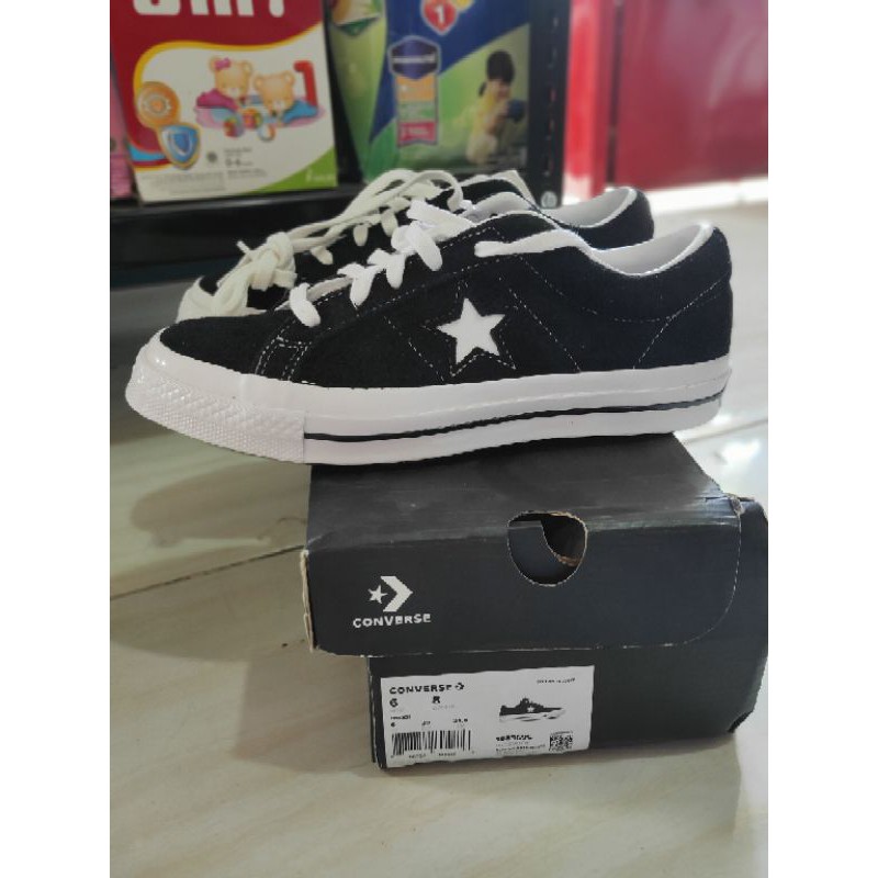 MURAH SEPATU CONVERSE ONE STAR OX SUEDE BLACK WHITE EGRET 158369C