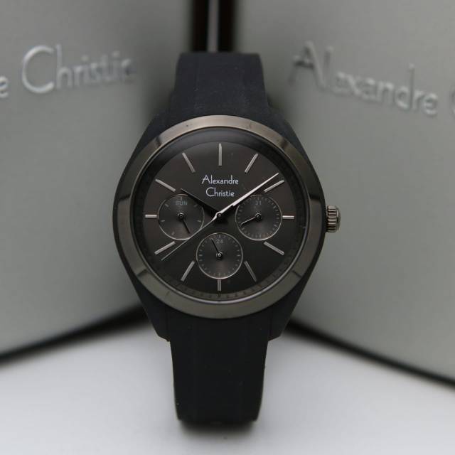 Jam tangan wanita alexandre christie ac2833 full black original