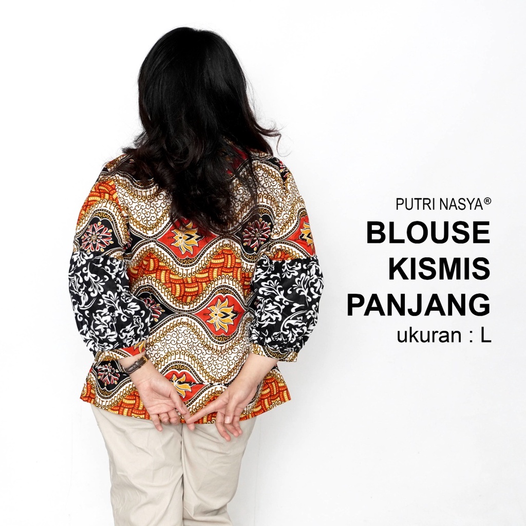 Atasan Batik Jumbo Wanita Kerja Blouse Big Size Wanita S-M-L-XL-2L-3L-4L-5L-6L-7L Blus Jumbo Kerja Seragam Batik / Atasan Batik Kantor Model Terbaru / Pakaian Batik Kekinian LD 140 Wanita