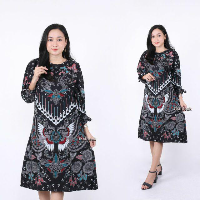 Batik COUPLE KELUARGA sania ruffle ori ndoro jowi dnt kupu putih-Tunik M