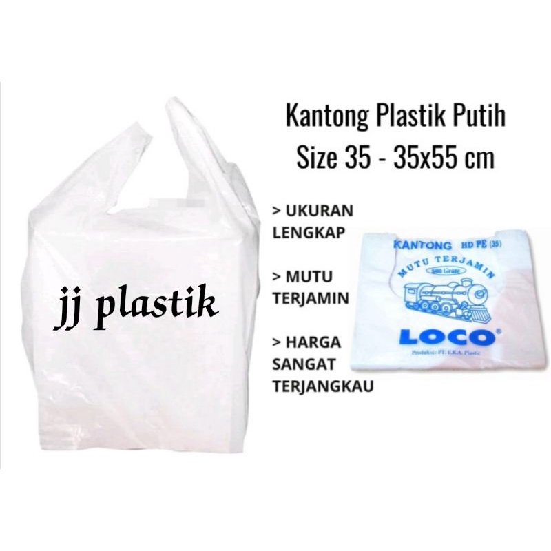 Kantong plastik putih susu tebal HD35 35x55cm kiloan 500 gram kresek