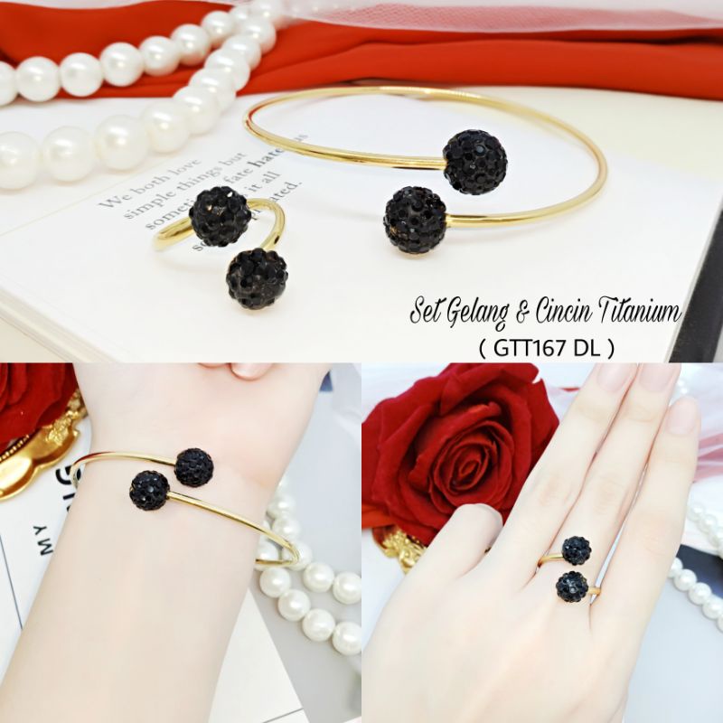 Gelang Titanium Set Cincin Mutiara Dewasa GTT167 DL