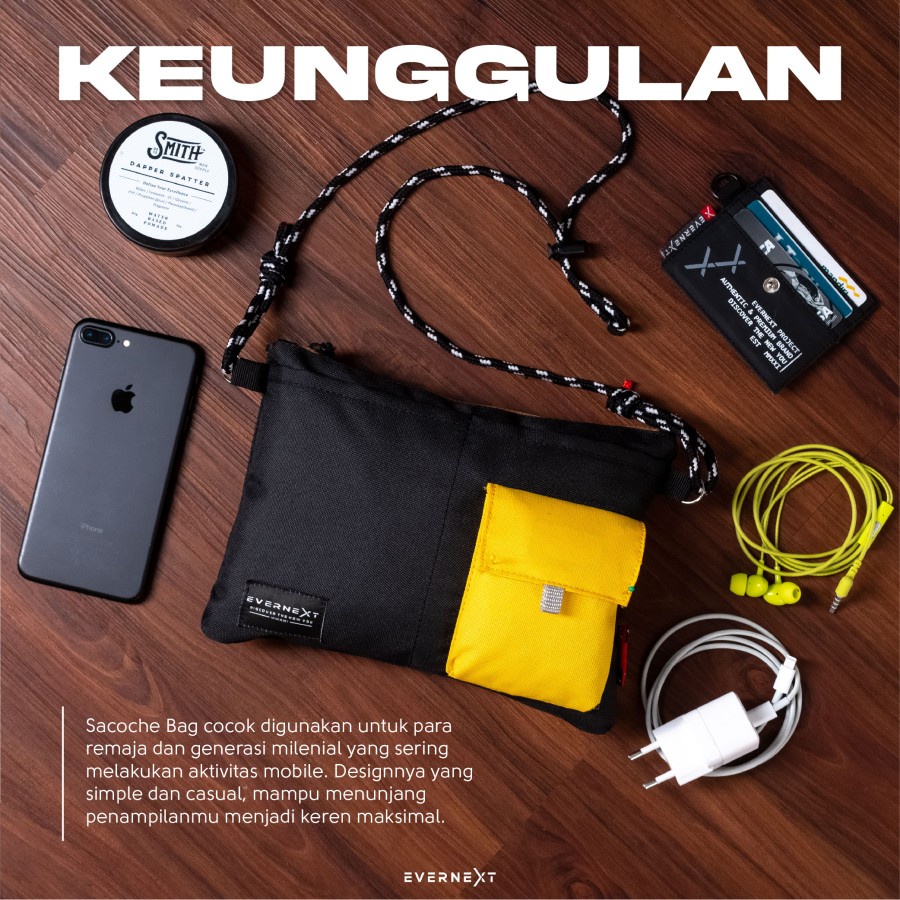 Tas Selempang Pria Wanita Tas Selempang Bahu Pria Wanita Sling Bag Bahu Sacoche Hitam Maroon Kuning