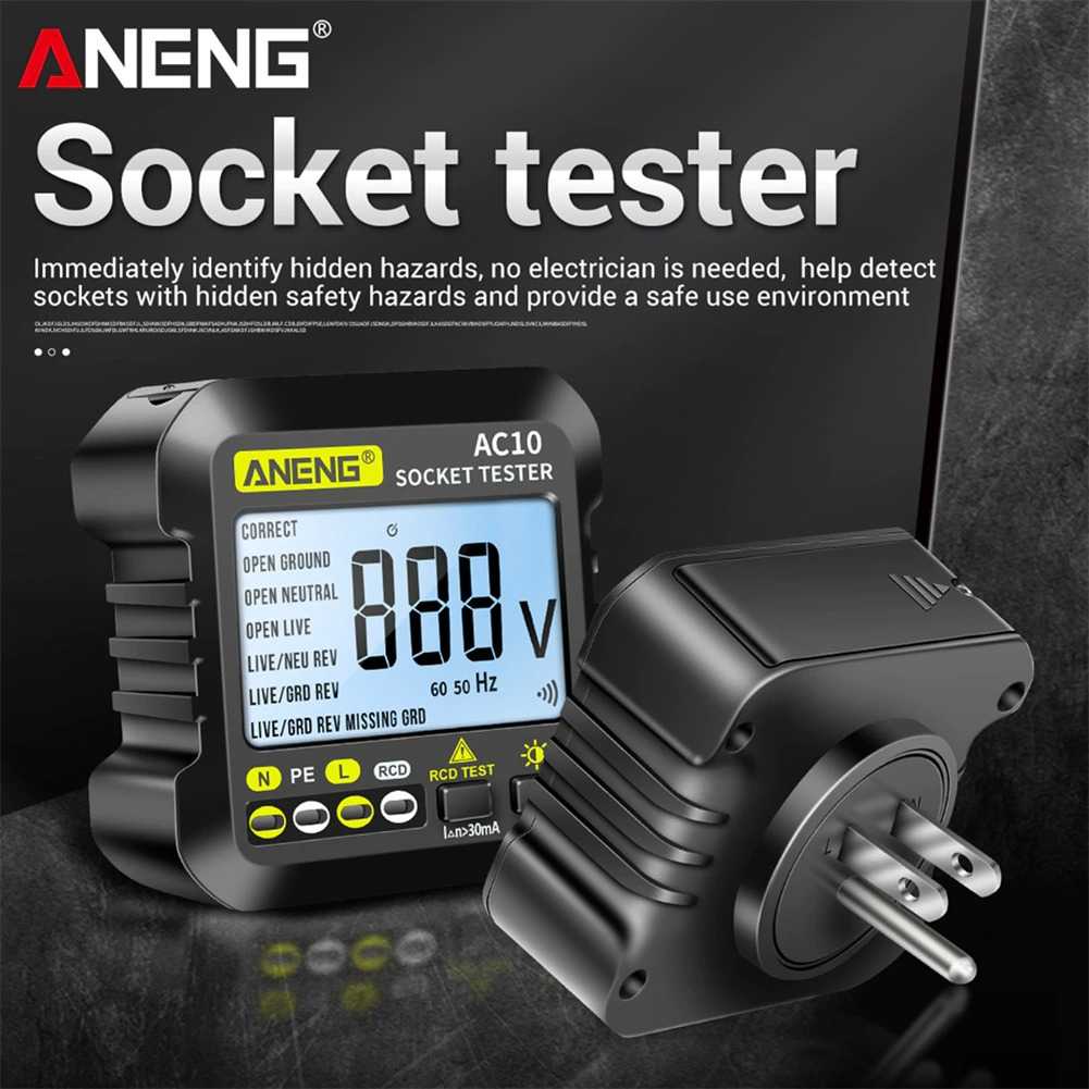 Stop Kontak Voltage Tester Detector Grounding Wire Indikator LED Tes Tegangan Listrik Port Baterai EU Plug Berkualitas