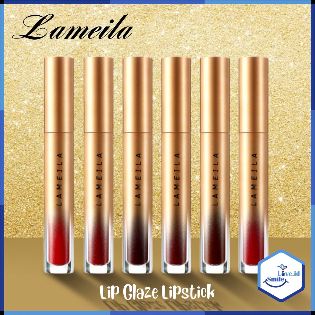 LAMEILA Lip Glaze Lipstick Gold Pelembab Tahan Lama Lip Gloss Pewarna Bibir Cair L22