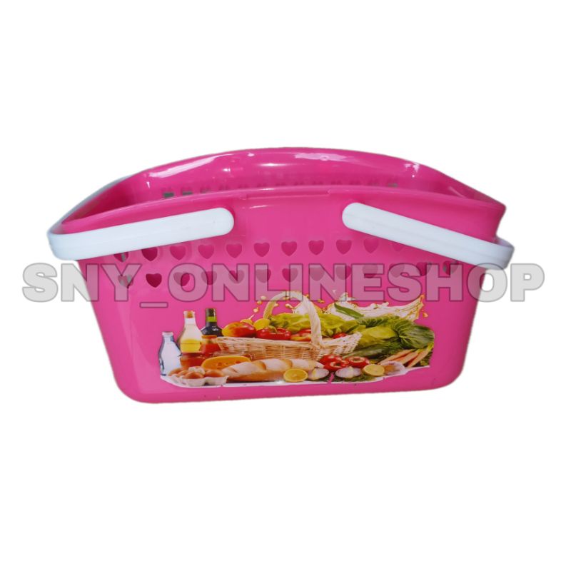 Keranjang Belanja / Keranjang Serbaguna Pink Plastik Happy Panda