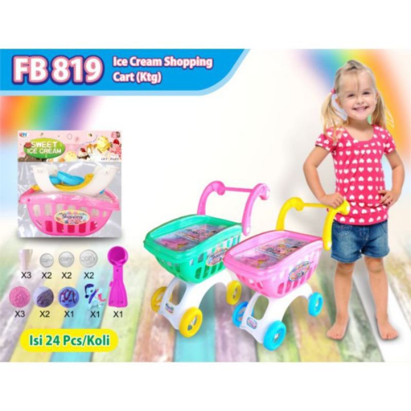 FB 819 - Mainan Trolly Troli Kuda Poni Ice Cream Shopping Cart FB819