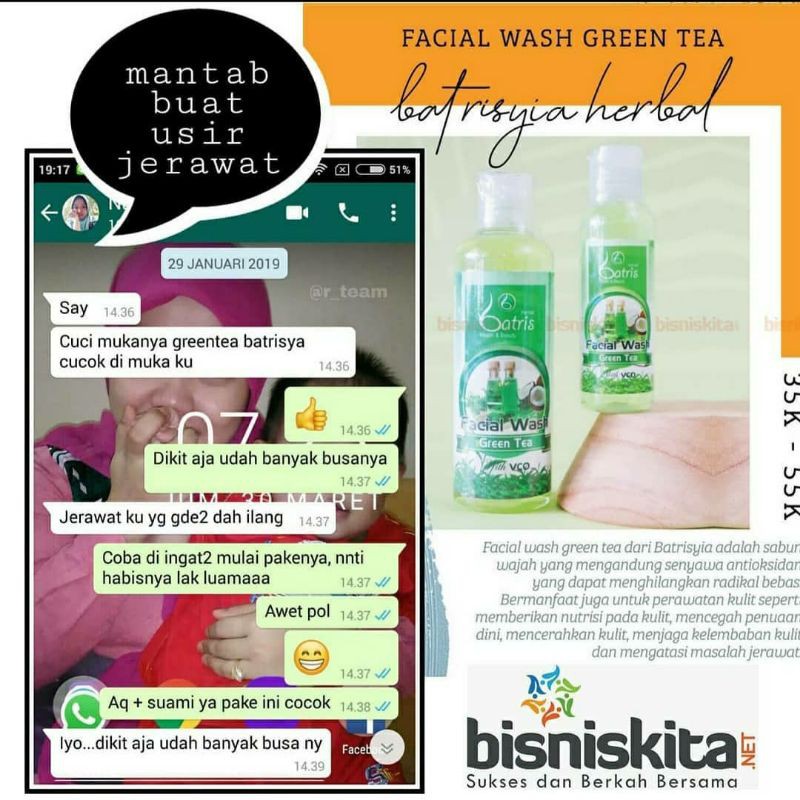 (BISA COD) FACIAL WASH GREENTEA BATRISYIA / FACIAL WASH UNTUK JERAWAT