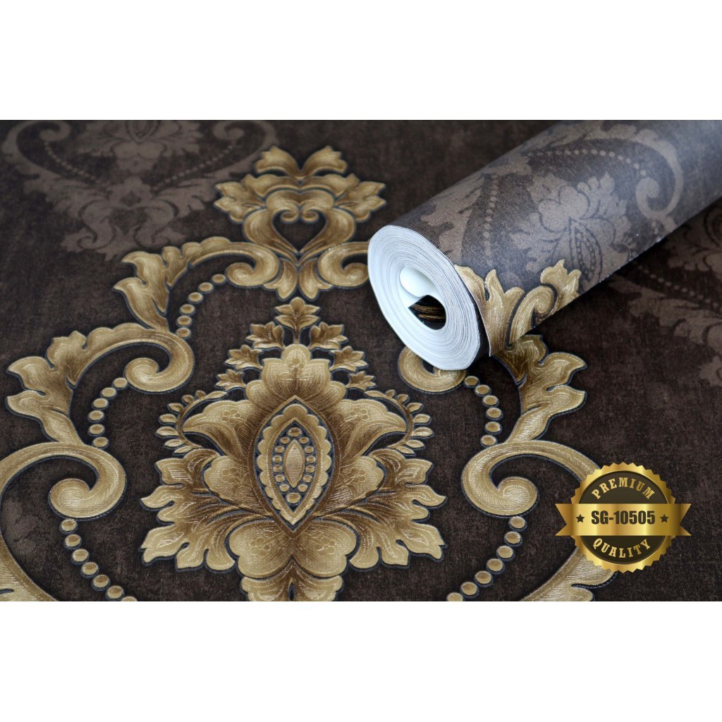 Wallpaper vinyl 53cm x 10m motif Coklat tua motif besar Wallpaper vinyl 53cm x 10m motif Coklat tua motif besar