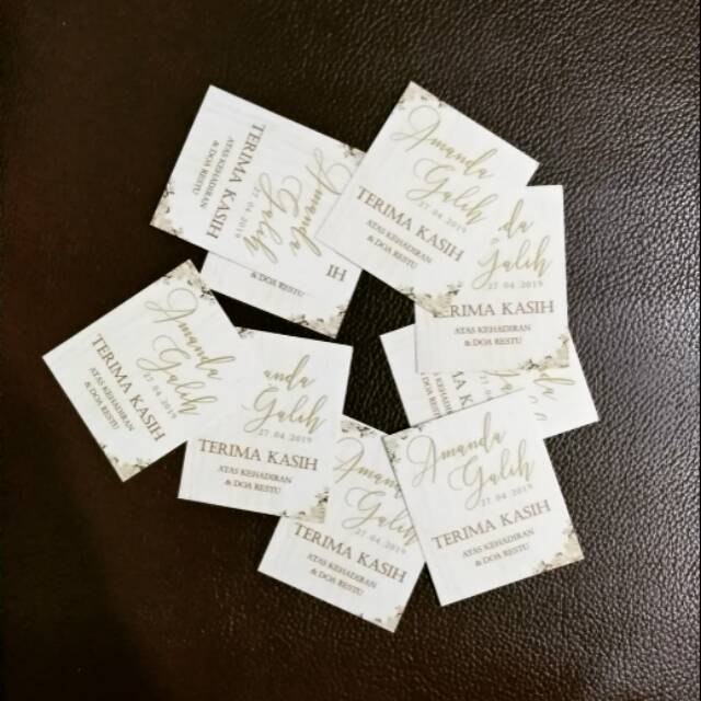 Kartu Ucapan Terimakasih / Kartu Pengambilan Souvenir Custom