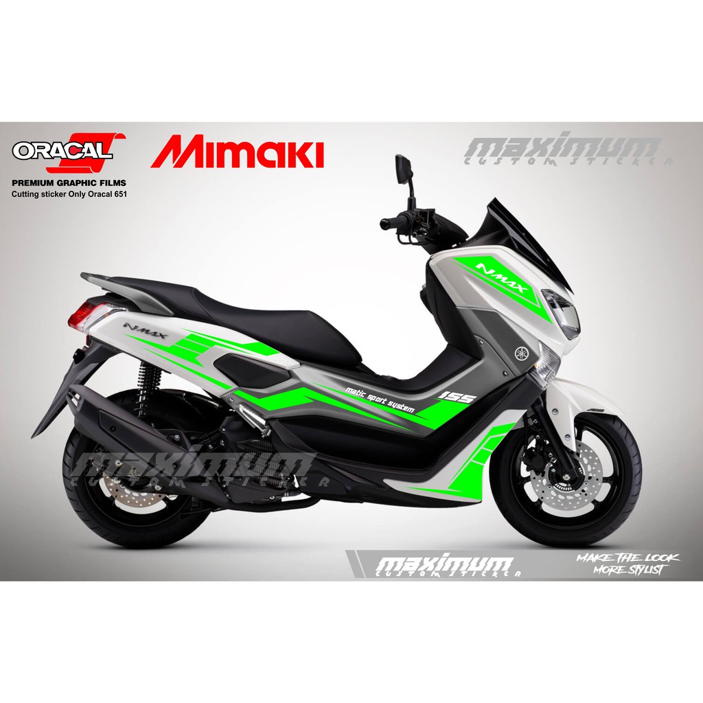 STICKER CUTTING NMAX PUTIH - STRIPING NMAX HIJAU NEW BAHAN ORACAL