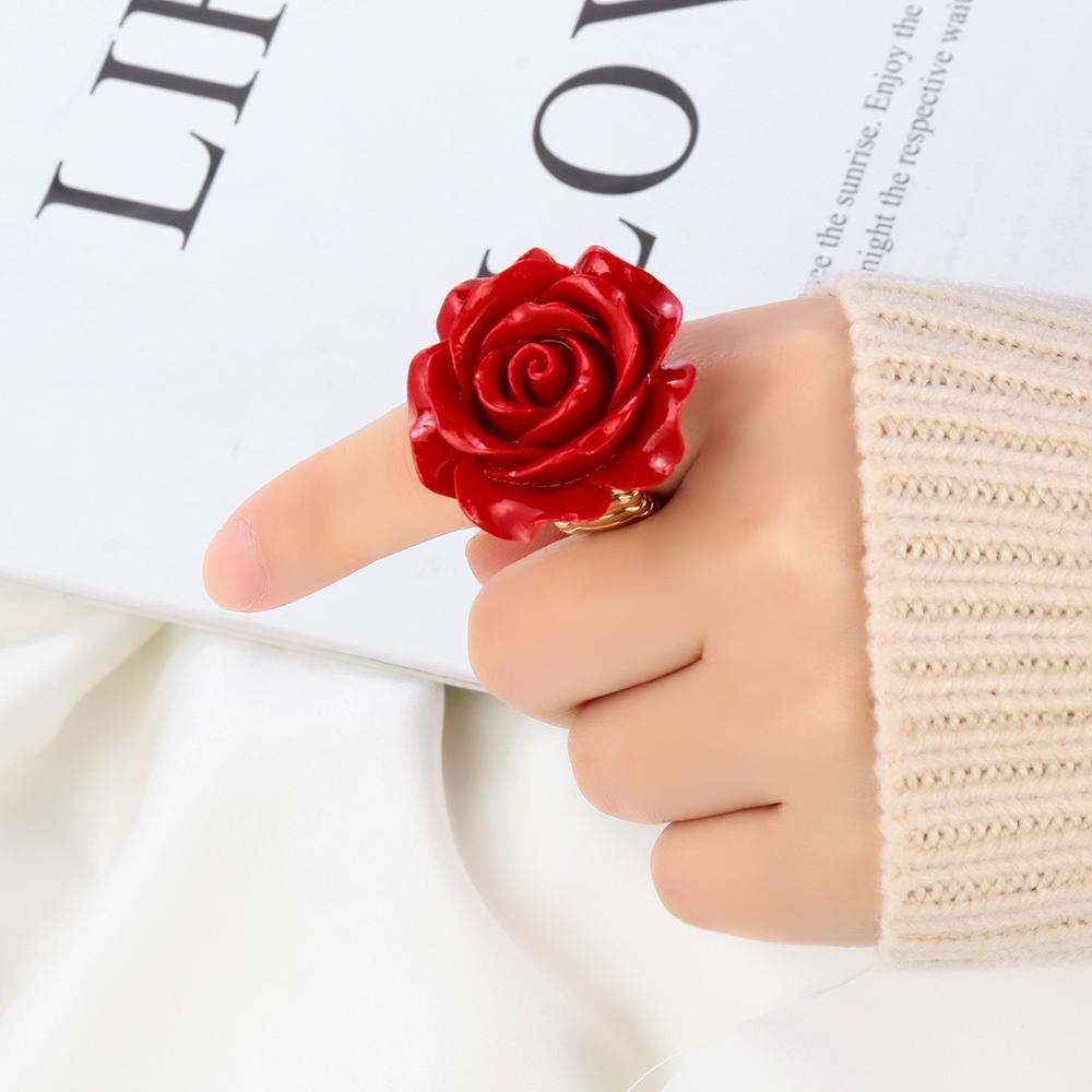 R-flower Rose Cincin Perhiasan Bunga Floral Pesta Pernikahan Pernyataan Fashion