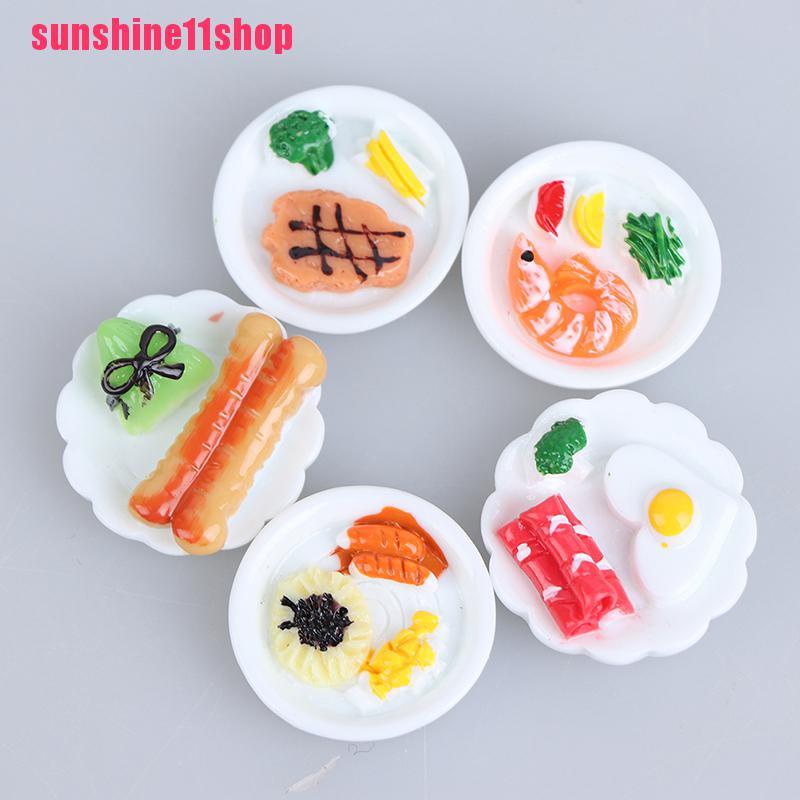 5pcs Miniatur Piring Telur Roti Skala 1: 12 Untuk Rumah Boneka