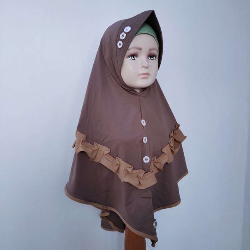 jilbab anak 4 5 6 7 8 tahun benik kancing lucu ( jilbab kancina )