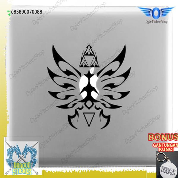 TERMURAH Garskin laptop Stiker Legend of Zelda Tri Force Crest Variant Sticker - Hitam Dragon