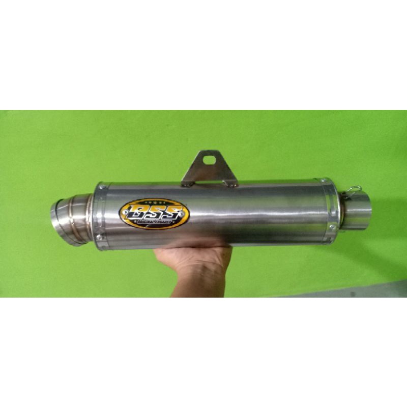 selenser knalpot motor racing stenlis bulat kompetisi corong jumbo logo bss racing bukan dpj fantera