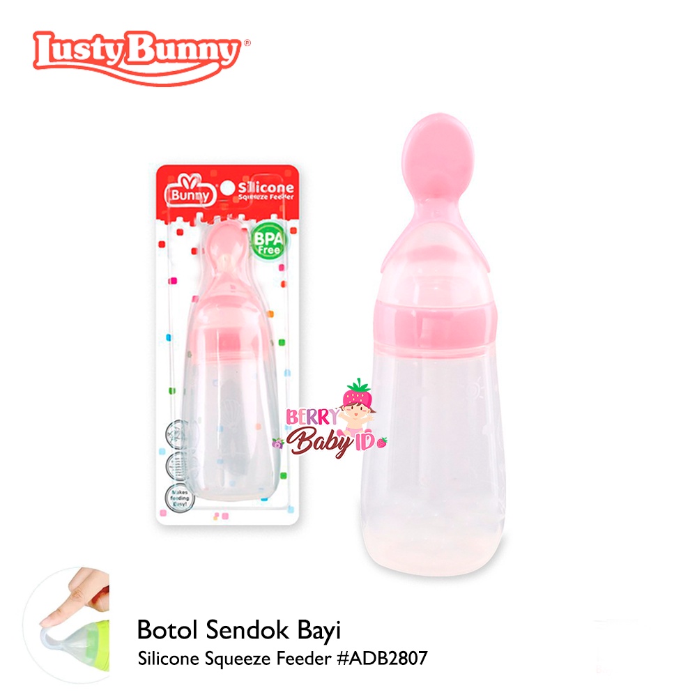 Lusty Bunny Silicone Squeeze Feeder Botol Sendok Bayi #ADT2807 Berry Mart