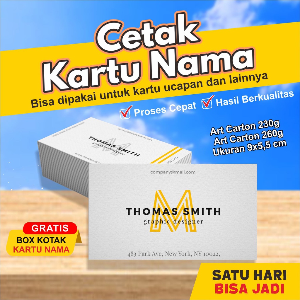 

Cetak Kartu Nama 1 Sisi 2 Sisi Murah Berkualitas Gratis Box - Business Name Card