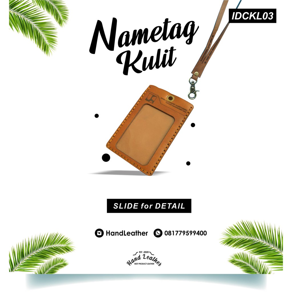 

Custom ID Card Holder Gantungan name tag kulit asli simpel