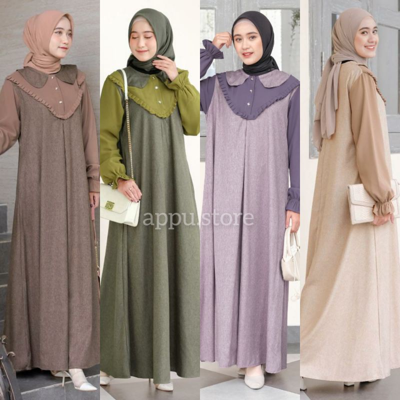 NAIMA MAXY BY VENTE DAILY | MAXI DRESS JUMBO KATUN MADINA PREMIUM MOTIF POLOS CANTIK FASHION MUSLIM 