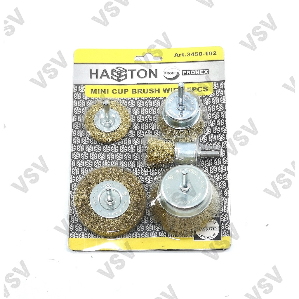 Hasston Sikat Kawat Gagang set 5pc 3450-102 Mata bor sikat kawat