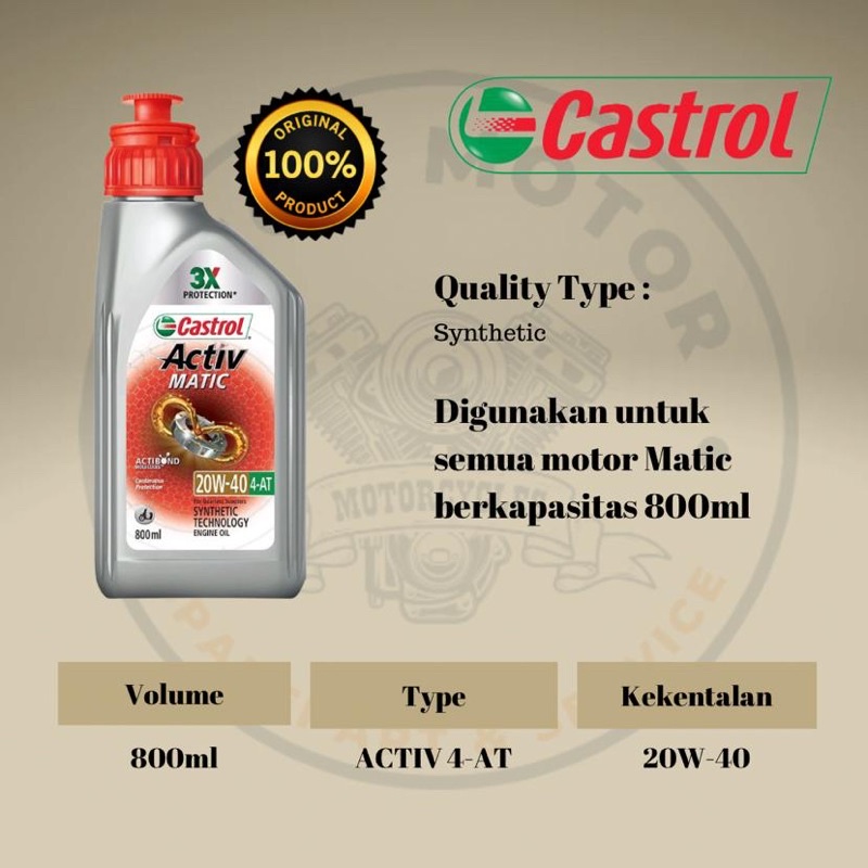 Jual OLI CASTROL ACTIV MATIC 20W-40 (800ml) 100% ORIGINAL ( DUIT LO ...