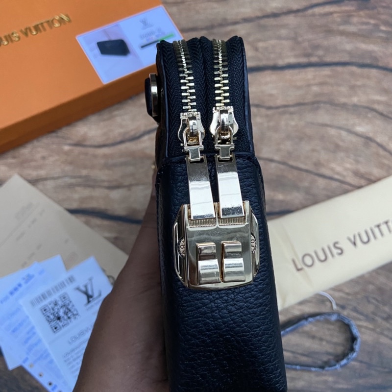 clutch lv damier full kulit asli dengan kode kunci import free box clutch pria kulit asli lv