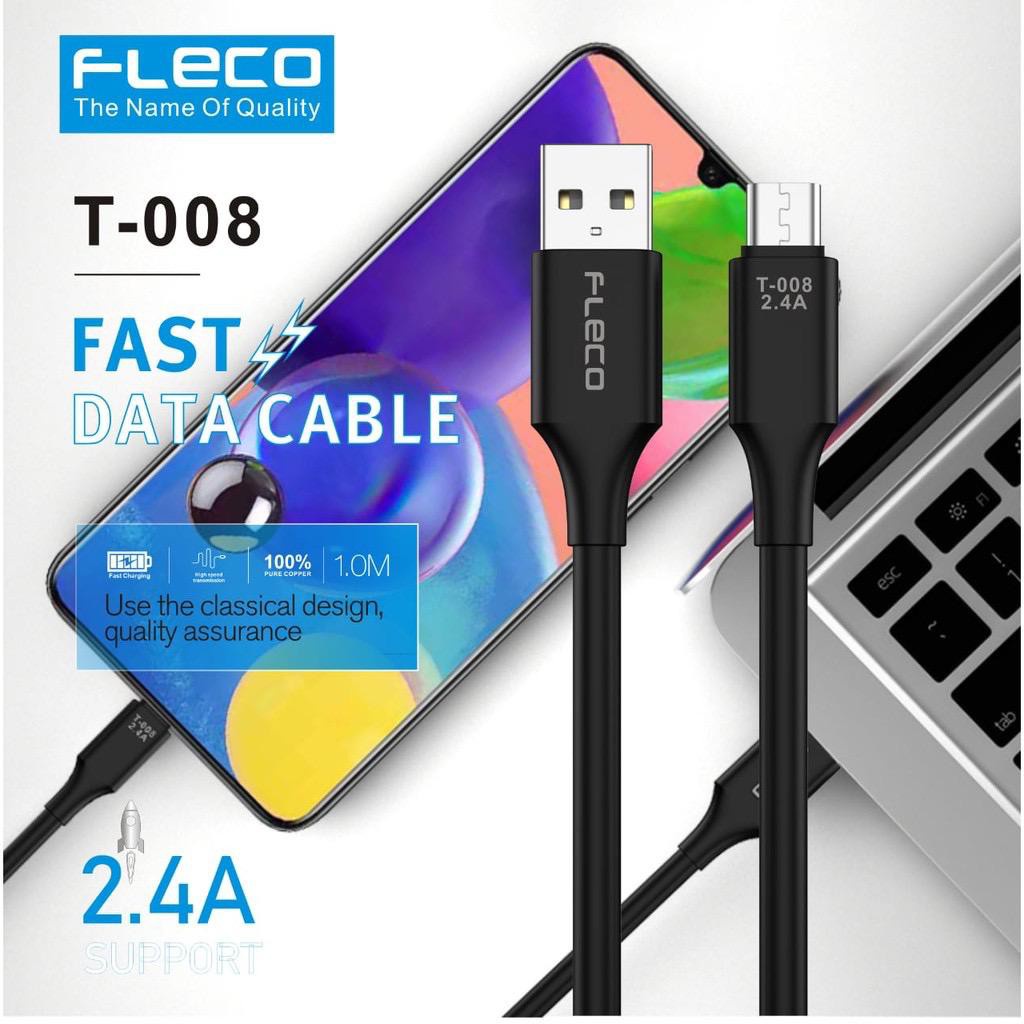 Kabel Data USB FLECO T-008 Micro High Speed Fast Charging QC 3.0A [retail / bijian]