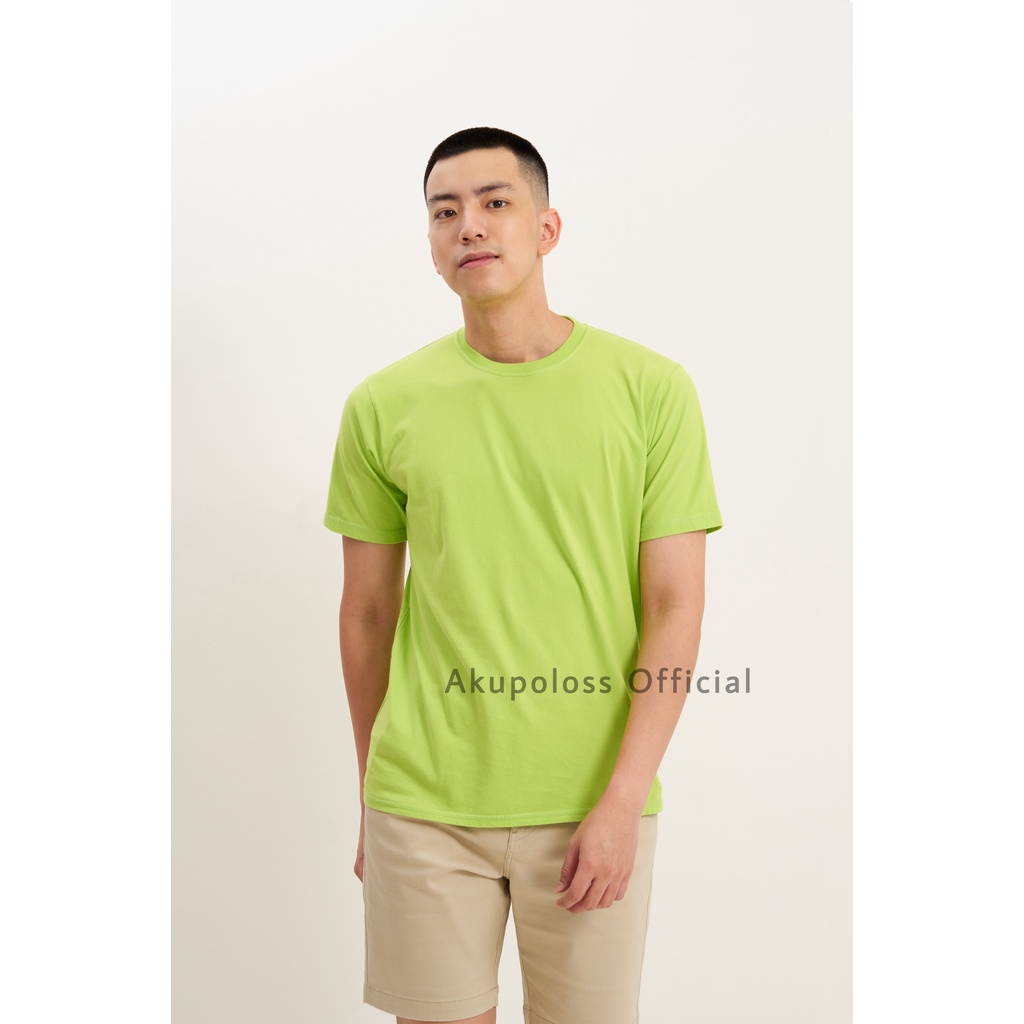 Akupoloss kaos polos pria lengan pendek Hijau Neon