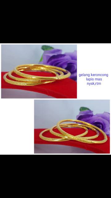 Gelang keroncong lapis emas, 1set isi 3