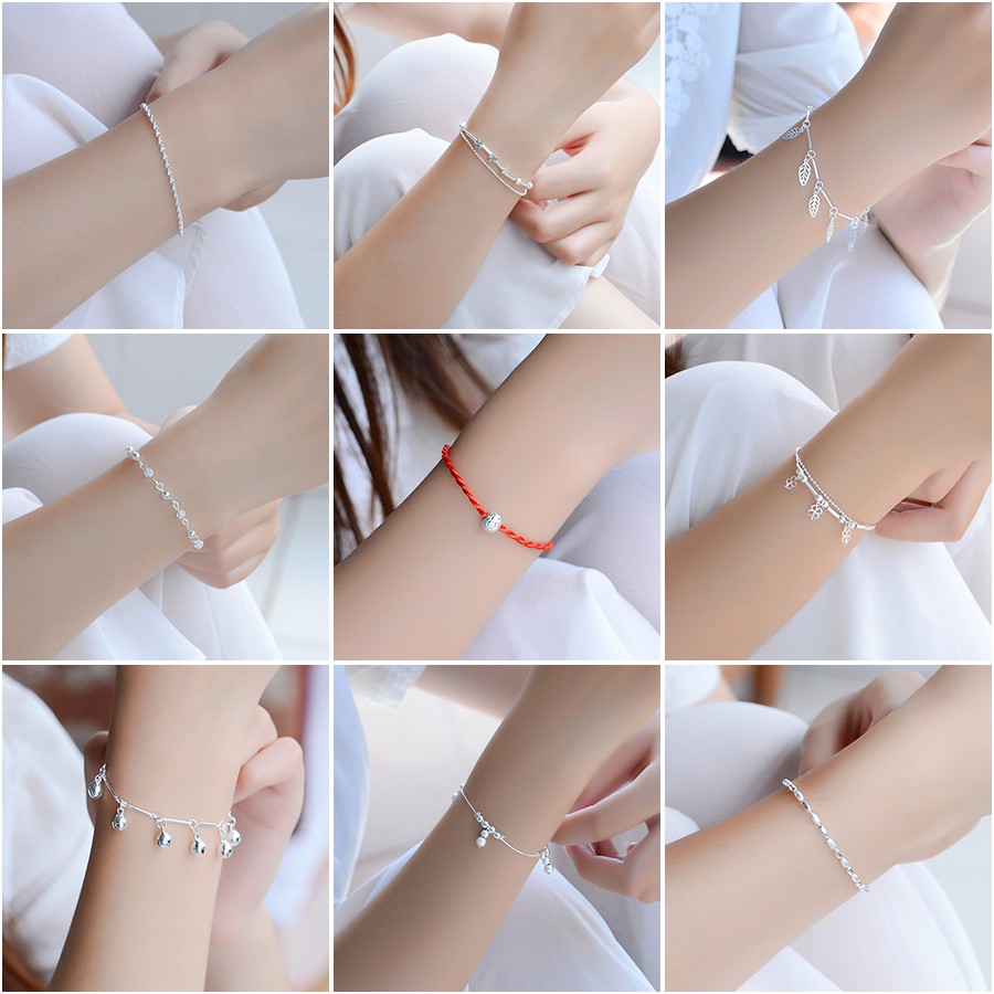 Gelang Kaki Model Rantai Lapis Ganda Bahan 925 Silver Untuk Wanita