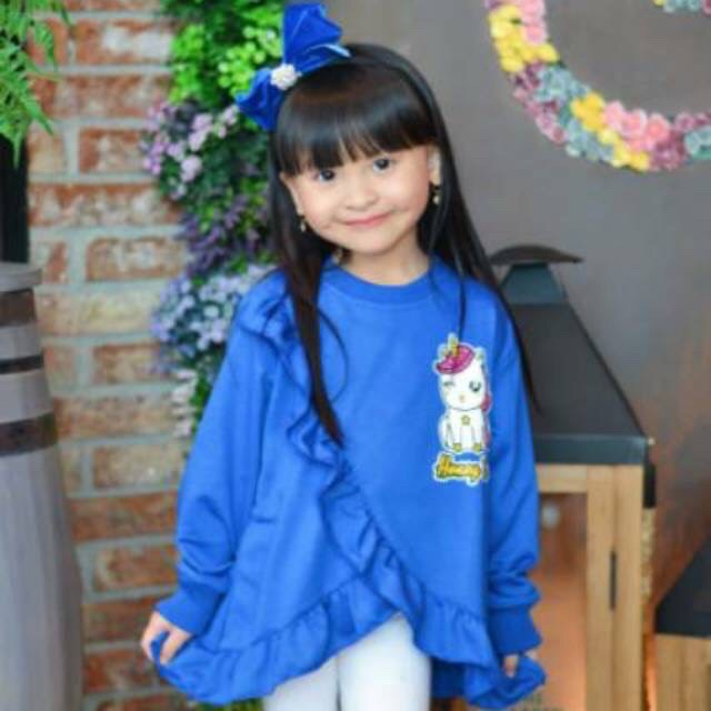 Baju  Beverly Sweatshirt Ruffle Unicorn Series  honey bee (Sweater)  Size 2 4 6 8 10 Tahun honeybee