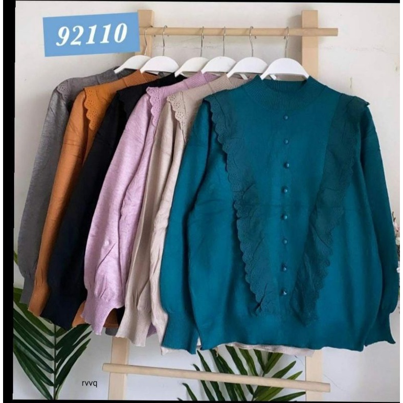 Atasan Rajut wanita renda rempel premium import