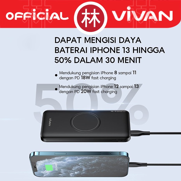 Vivan VPB-W11 Powerbank 10000 mAh  Wireless 3 Output Fast Charging 18W