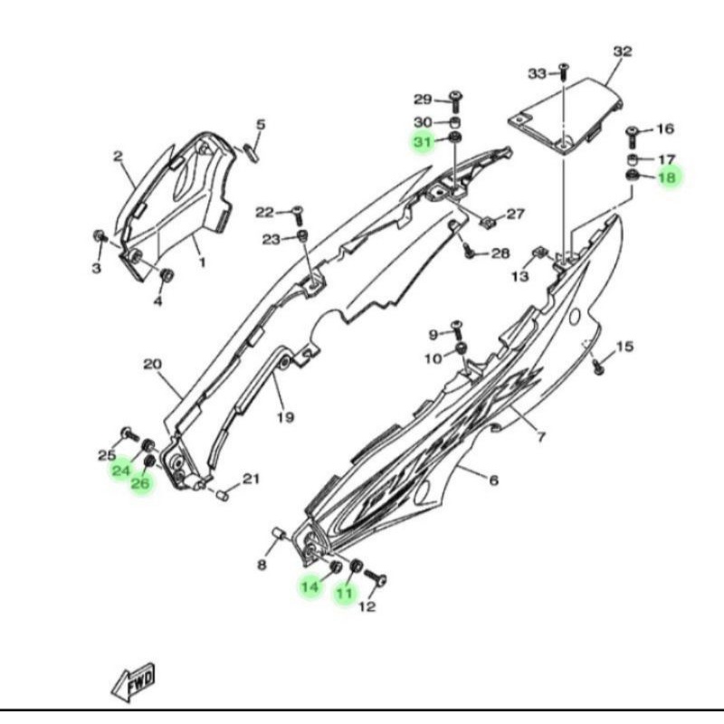 Karet Grommet Gromet Cover Body - Spakbor dll Yamaha F1ZR FIZR F1Z FIZ Grade A bahan Super