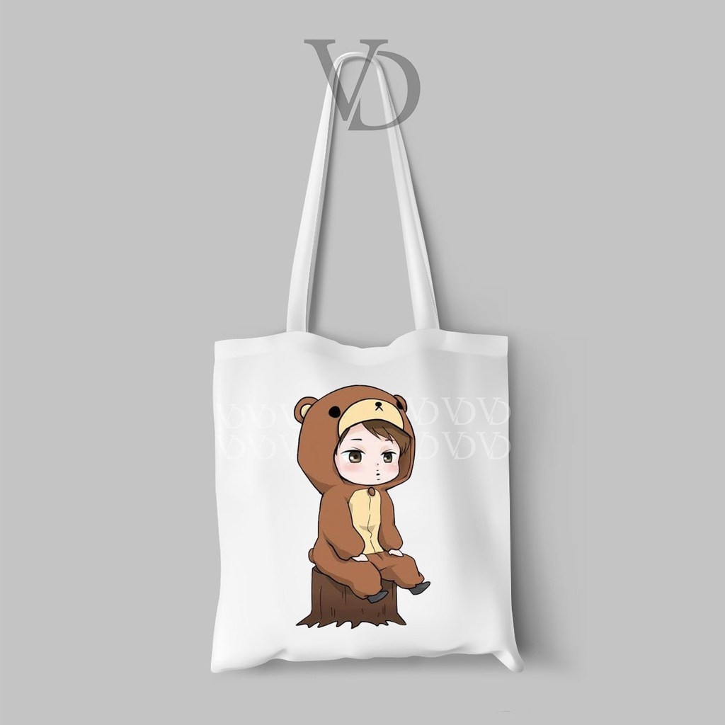 TOTE BAG BAHAN KANVAS MOTIF exo chibi fanart / korean TOTEBAG / TAS BELANJA