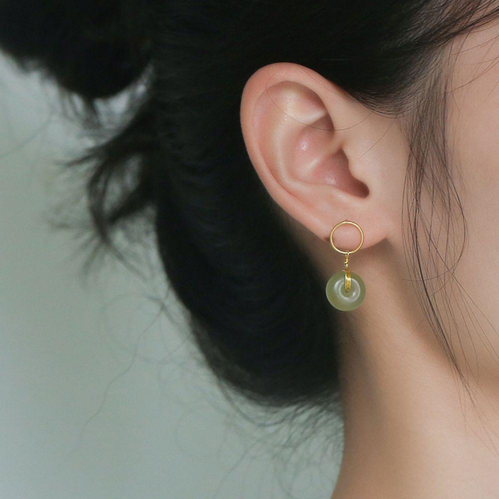 Mxbeauty Anting Wanita Hijau/Putih Retro Chinoiserie Klasik Tren Gadis Untuk Hadiah Ibu Anting Gaya Korea