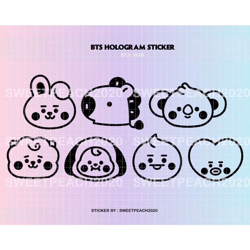 BTS BT21 hologram sticker logo
