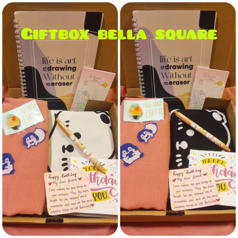 Gift Box BLACK & WHITE/ Totebag / Bella Square / Kado Hitam Putih  / GiftBox Aesthetic/ Wisuda/ Ulan