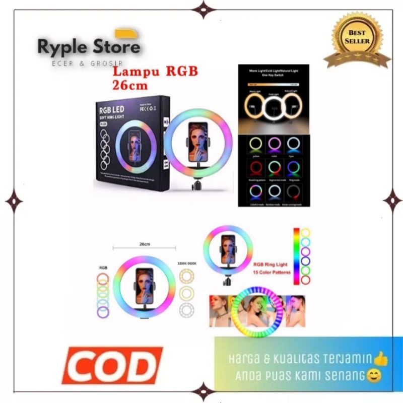 RGB LED Rainbow Ring Light 26cm 33cm Lampu Selfie For Tripod