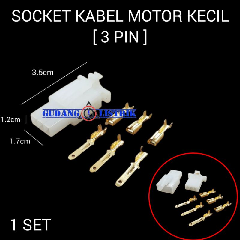 Socket Kabel Motor Socket Skun Scun Connector Cable 3 Pin Kecil