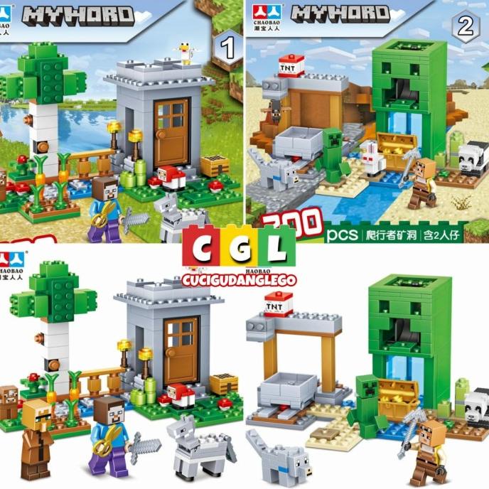 Mainan Brick Block Minecraft My World Creeper Mine Village Ranch